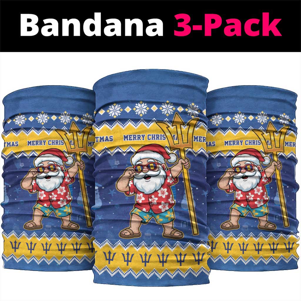 Barbados Christmas Neck Gaiter Trident Dabbing Santa - Wonder Print Shop