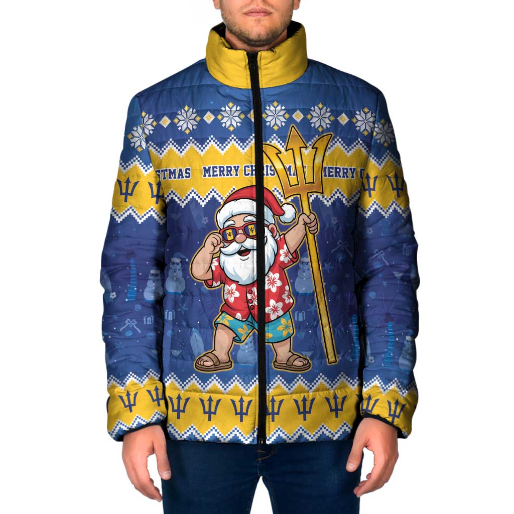 Barbados Christmas Padded Jacket Trident Dabbing Santa - Wonder Print Shop