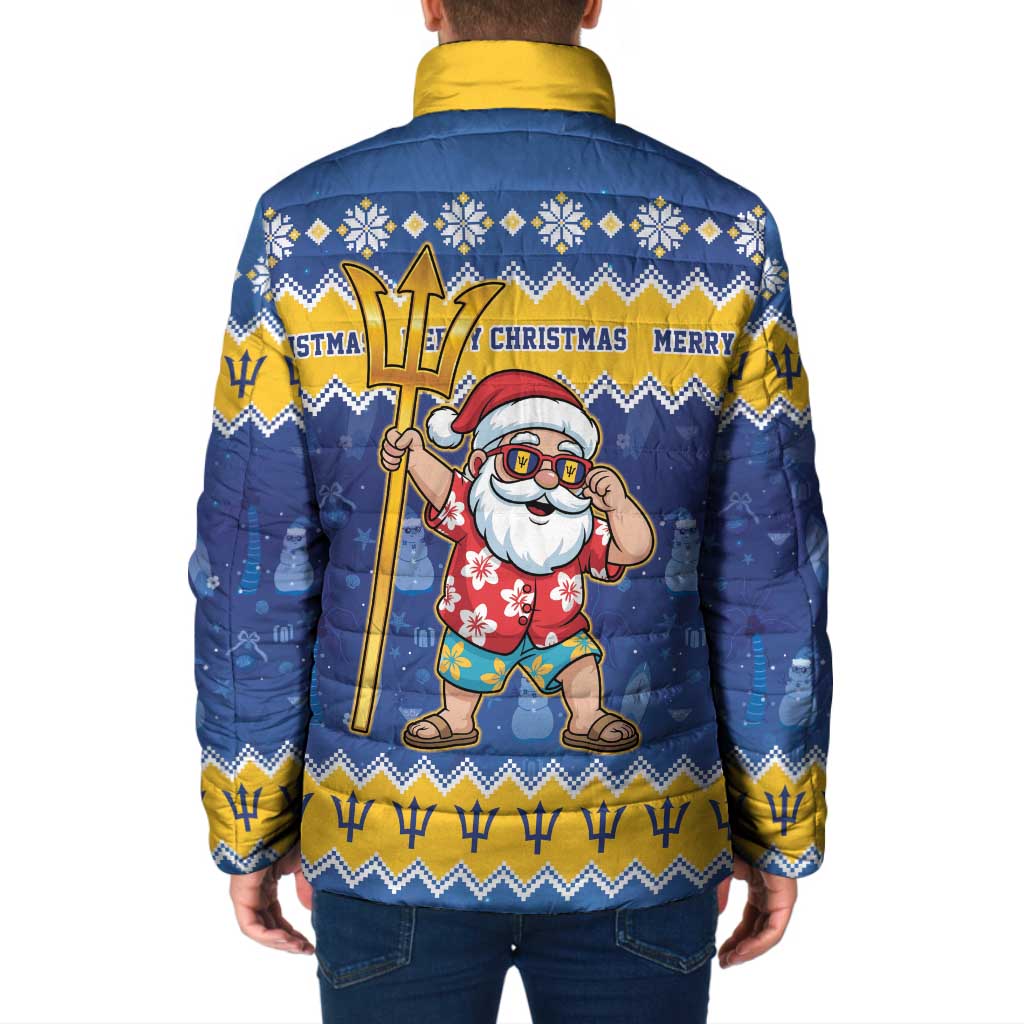 Barbados Christmas Padded Jacket Trident Dabbing Santa - Wonder Print Shop