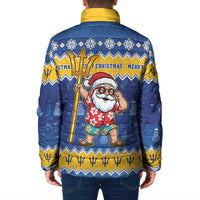 Barbados Christmas Padded Jacket Trident Dabbing Santa - Wonder Print Shop