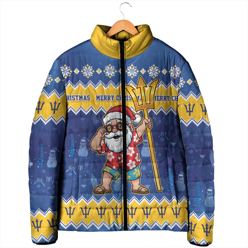 Barbados Christmas Padded Jacket Trident Dabbing Santa - Wonder Print Shop