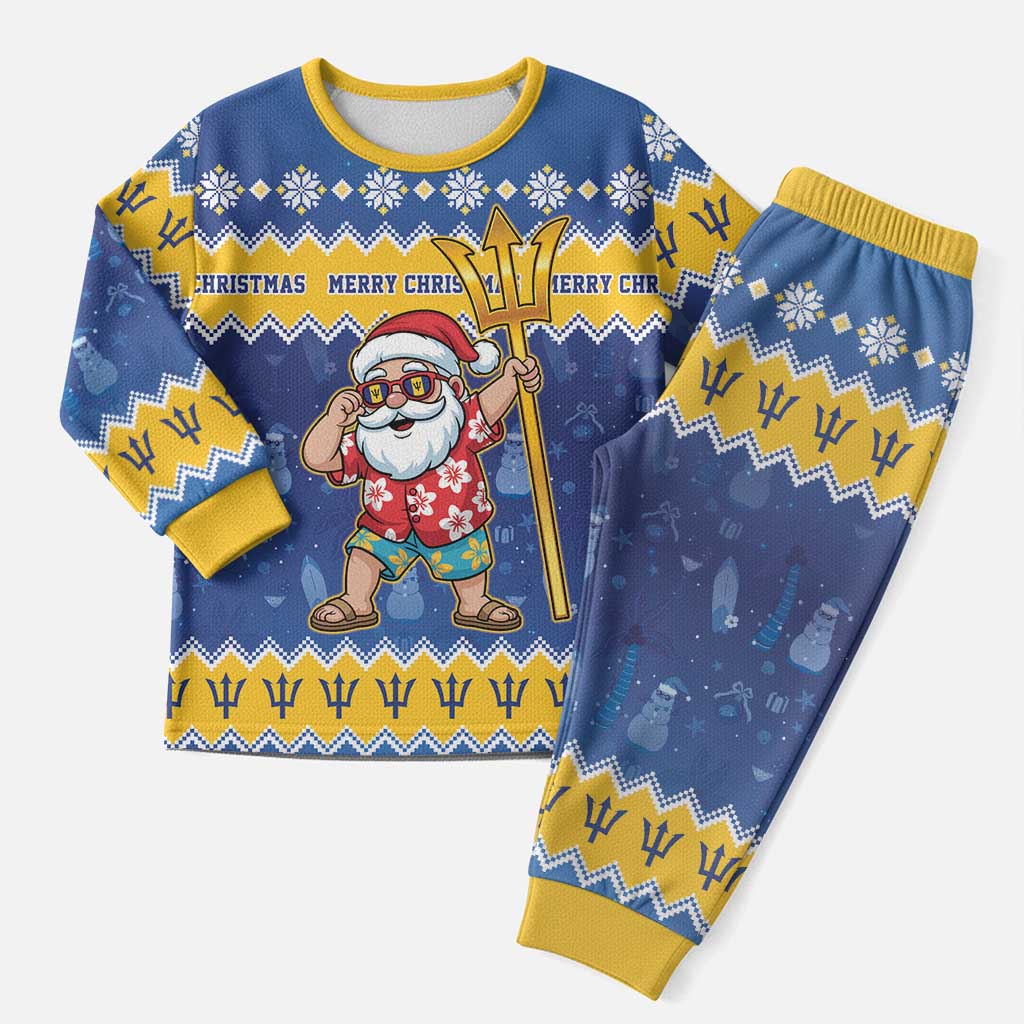 Barbados Christmas Pajama Set Trident Dabbing Santa - Wonder Print Shop
