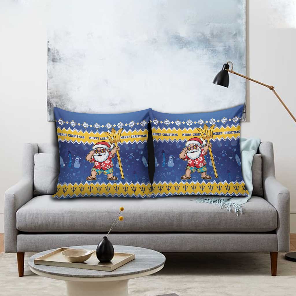 Barbados Christmas Pillow Cover Trident Dabbing Santa - Wonder Print Shop