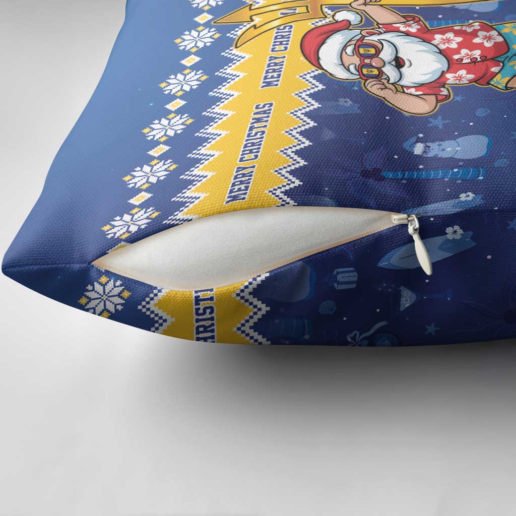 Barbados Christmas Pillow Cover Trident Dabbing Santa - Wonder Print Shop