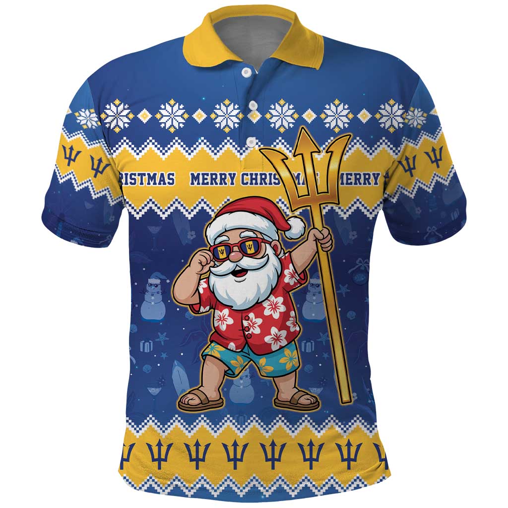 Barbados Christmas Polo Shirt Trident Dabbing Santa - Wonder Print Shop