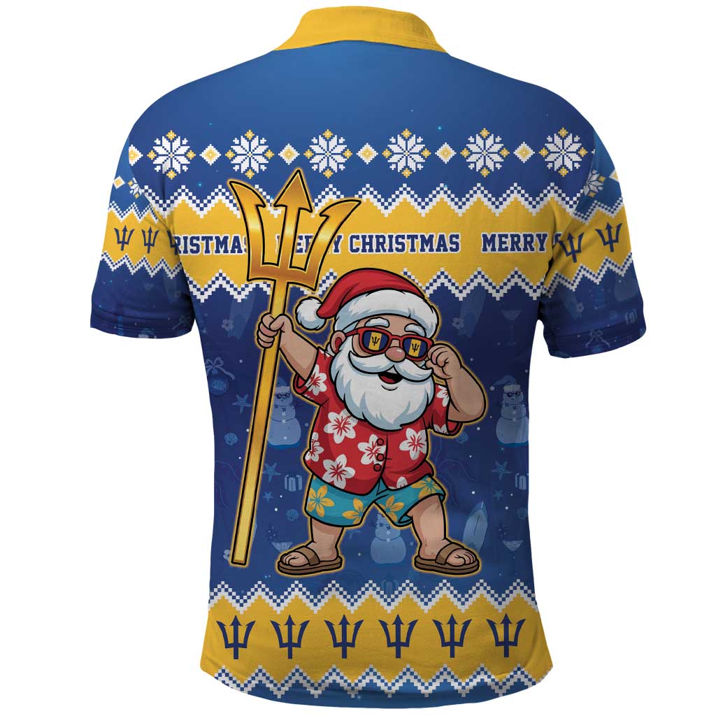 Barbados Christmas Polo Shirt Trident Dabbing Santa - Wonder Print Shop