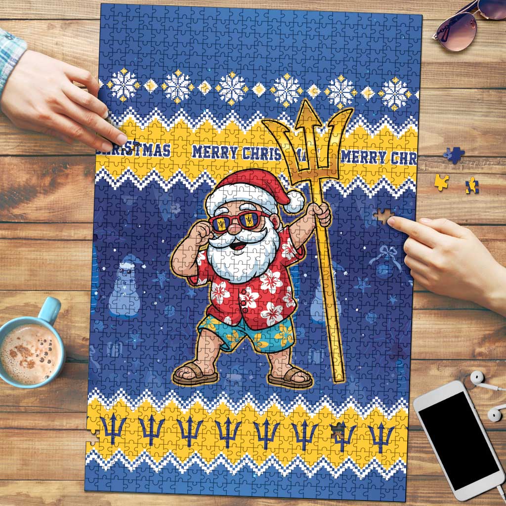 Barbados Christmas Puzzle Trident Dabbing Santa - Wonder Print Shop