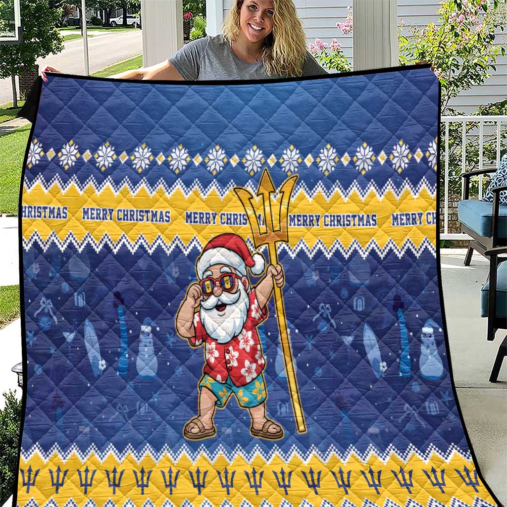 Barbados Christmas Quilt Trident Dabbing Santa - Wonder Print Shop