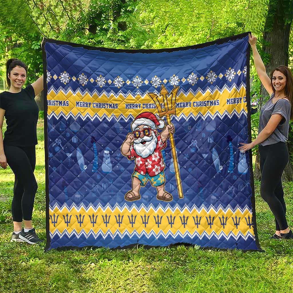 Barbados Christmas Quilt Trident Dabbing Santa - Wonder Print Shop