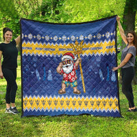 Barbados Christmas Quilt Trident Dabbing Santa - Wonder Print Shop