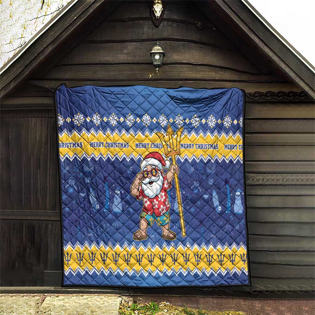 Barbados Christmas Quilt Trident Dabbing Santa - Wonder Print Shop