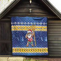 Barbados Christmas Quilt Trident Dabbing Santa - Wonder Print Shop