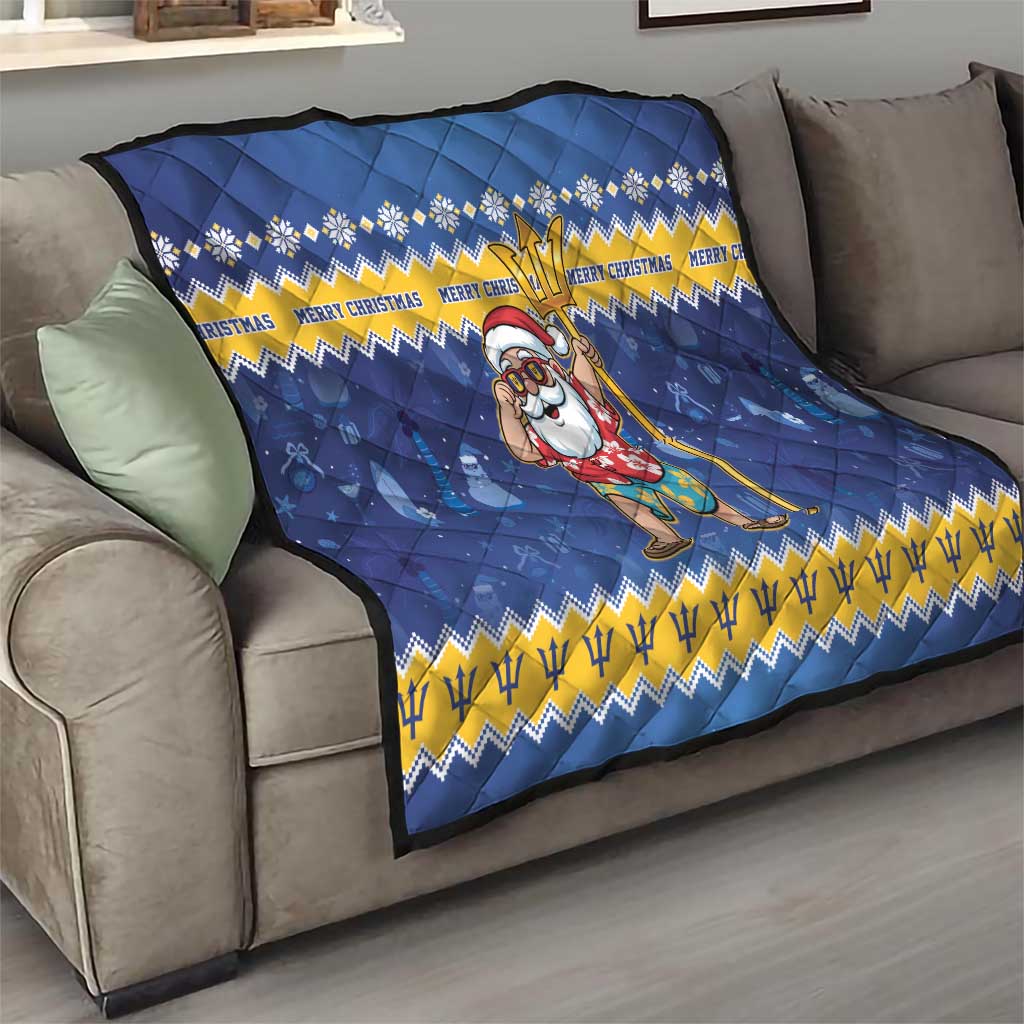 Barbados Christmas Quilt Trident Dabbing Santa - Wonder Print Shop