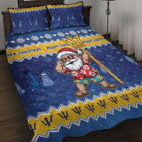 Barbados Christmas Quilt Bed Set Trident Dabbing Santa - Wonder Print Shop