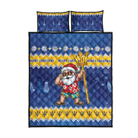 Barbados Christmas Quilt Bed Set Trident Dabbing Santa - Wonder Print Shop
