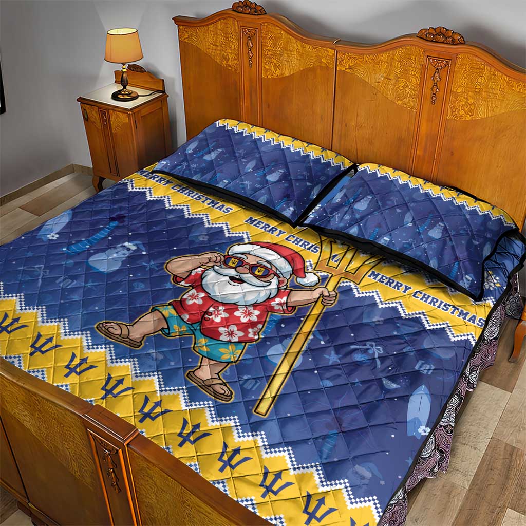 Barbados Christmas Quilt Bed Set Trident Dabbing Santa - Wonder Print Shop