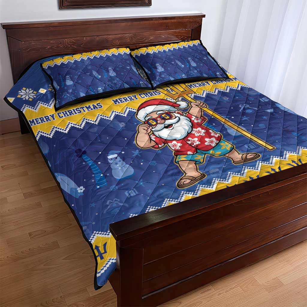 Barbados Christmas Quilt Bed Set Trident Dabbing Santa - Wonder Print Shop