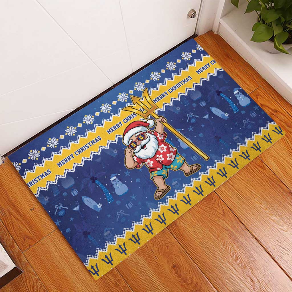 Barbados Christmas Rubber Doormat Trident Dabbing Santa - Wonder Print Shop