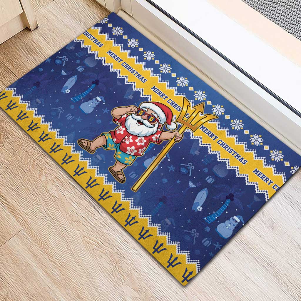 Barbados Christmas Rubber Doormat Trident Dabbing Santa - Wonder Print Shop