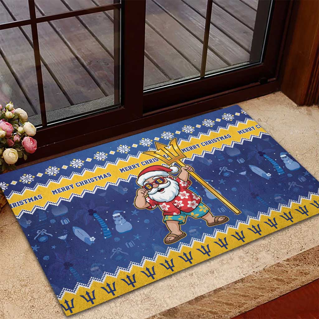 Barbados Christmas Rubber Doormat Trident Dabbing Santa - Wonder Print Shop