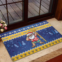 Barbados Christmas Rubber Doormat Trident Dabbing Santa - Wonder Print Shop