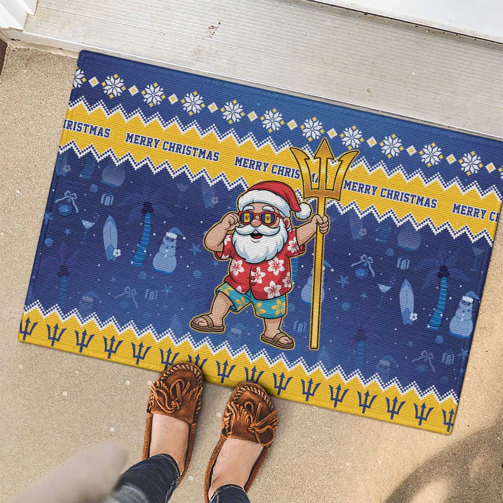 Barbados Christmas Rubber Doormat Trident Dabbing Santa - Wonder Print Shop