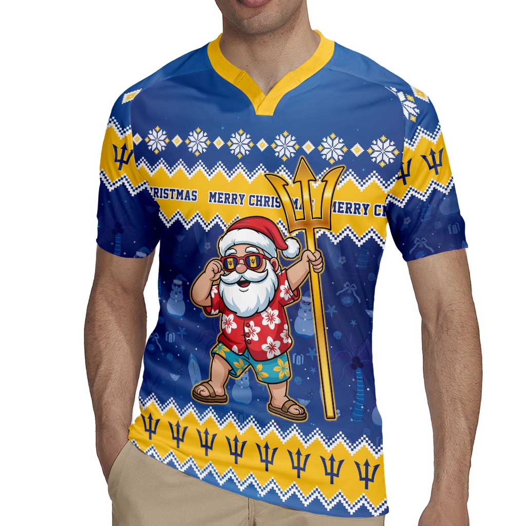 Barbados Christmas Rugby Jersey Trident Dabbing Santa - Wonder Print Shop