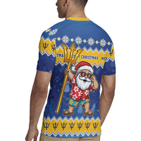 Barbados Christmas Rugby Jersey Trident Dabbing Santa - Wonder Print Shop