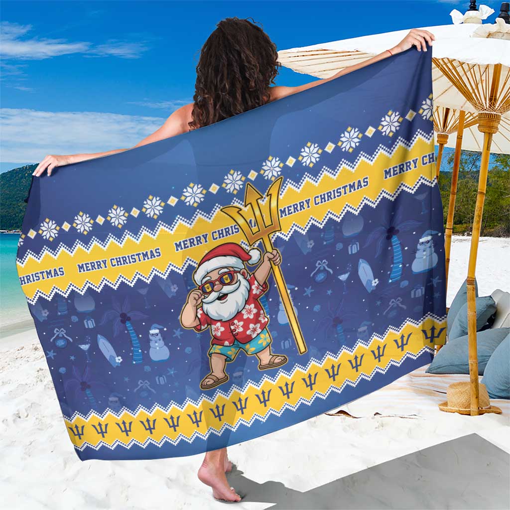 Barbados Christmas Sarong Trident Dabbing Santa - Wonder Print Shop