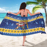 Barbados Christmas Sarong Trident Dabbing Santa - Wonder Print Shop