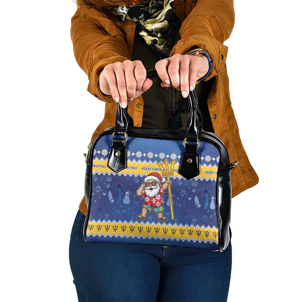 Barbados Christmas Shoulder Handbag Trident Dabbing Santa - Wonder Print Shop