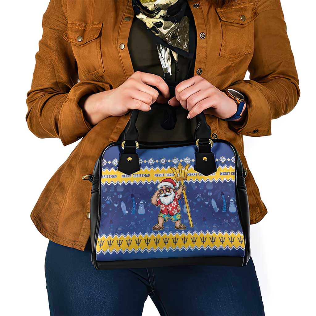 Barbados Christmas Shoulder Handbag Trident Dabbing Santa - Wonder Print Shop