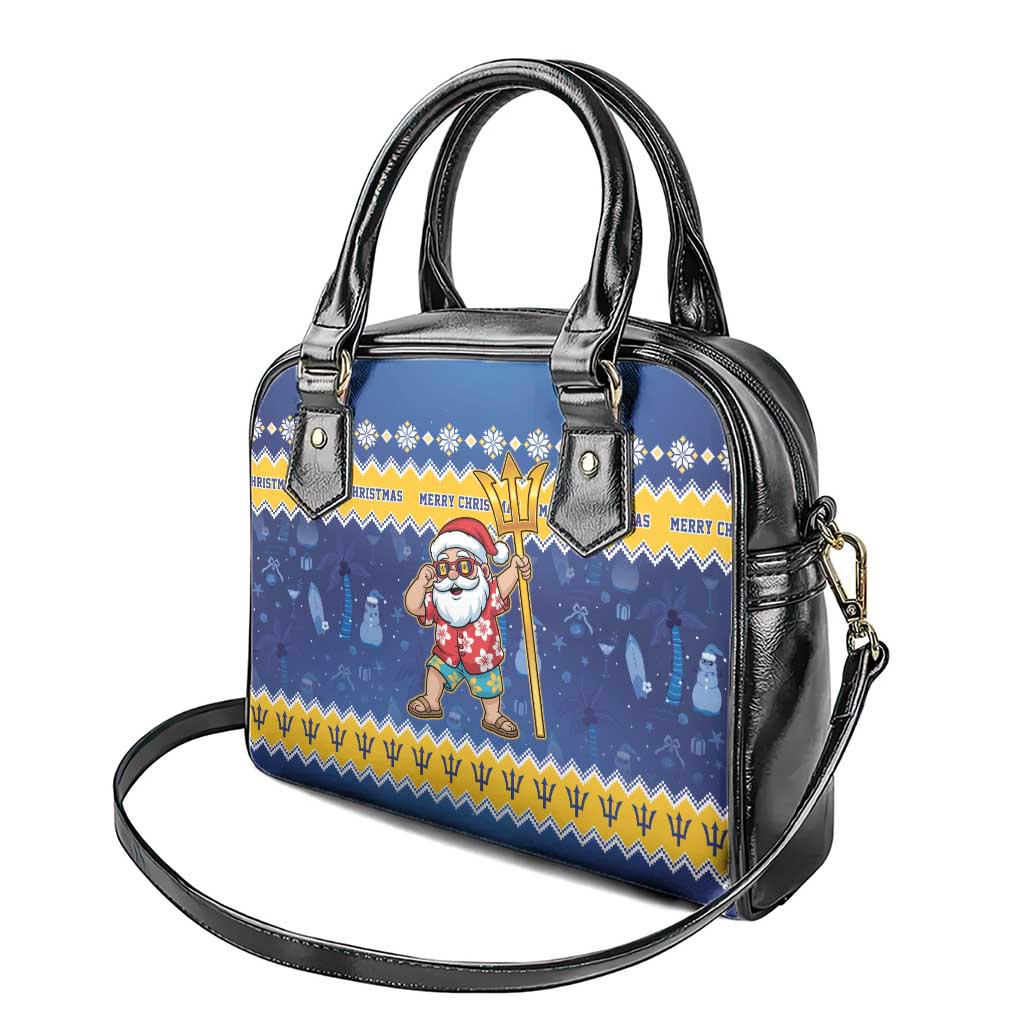 Barbados Christmas Shoulder Handbag Trident Dabbing Santa - Wonder Print Shop