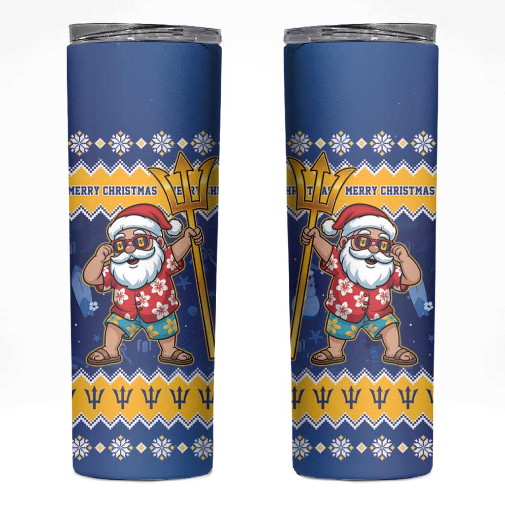 Barbados Christmas Skinny Tumbler Trident Dabbing Santa - Wonder Print Shop