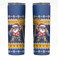 Barbados Christmas Skinny Tumbler Trident Dabbing Santa - Wonder Print Shop
