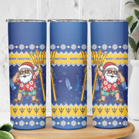 Barbados Christmas Skinny Tumbler Trident Dabbing Santa - Wonder Print Shop