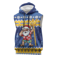 Barbados Christmas Sleeveless Hoodie Trident Dabbing Santa - Wonder Print Shop