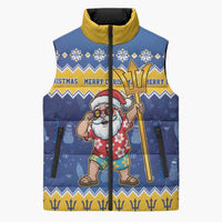 Barbados Christmas Sleeveless Puffer Jacket Trident Dabbing Santa - Wonder Print Shop