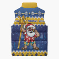 Barbados Christmas Sleeveless Puffer Jacket Trident Dabbing Santa - Wonder Print Shop