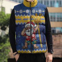 Barbados Christmas Sleeveless Puffer Jacket Trident Dabbing Santa - Wonder Print Shop