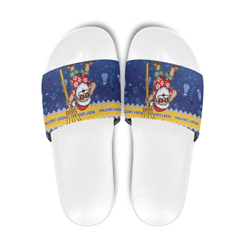 Barbados Christmas Slide Sandals Trident Dabbing Santa - Wonder Print Shop