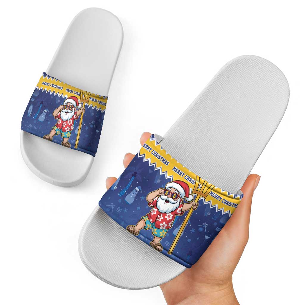 Barbados Christmas Slide Sandals Trident Dabbing Santa - Wonder Print Shop