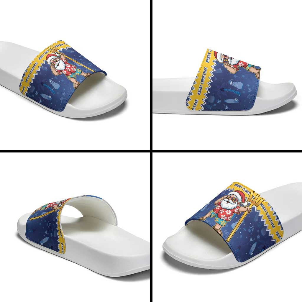 Barbados Christmas Slide Sandals Trident Dabbing Santa - Wonder Print Shop