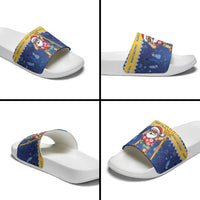 Barbados Christmas Slide Sandals Trident Dabbing Santa - Wonder Print Shop
