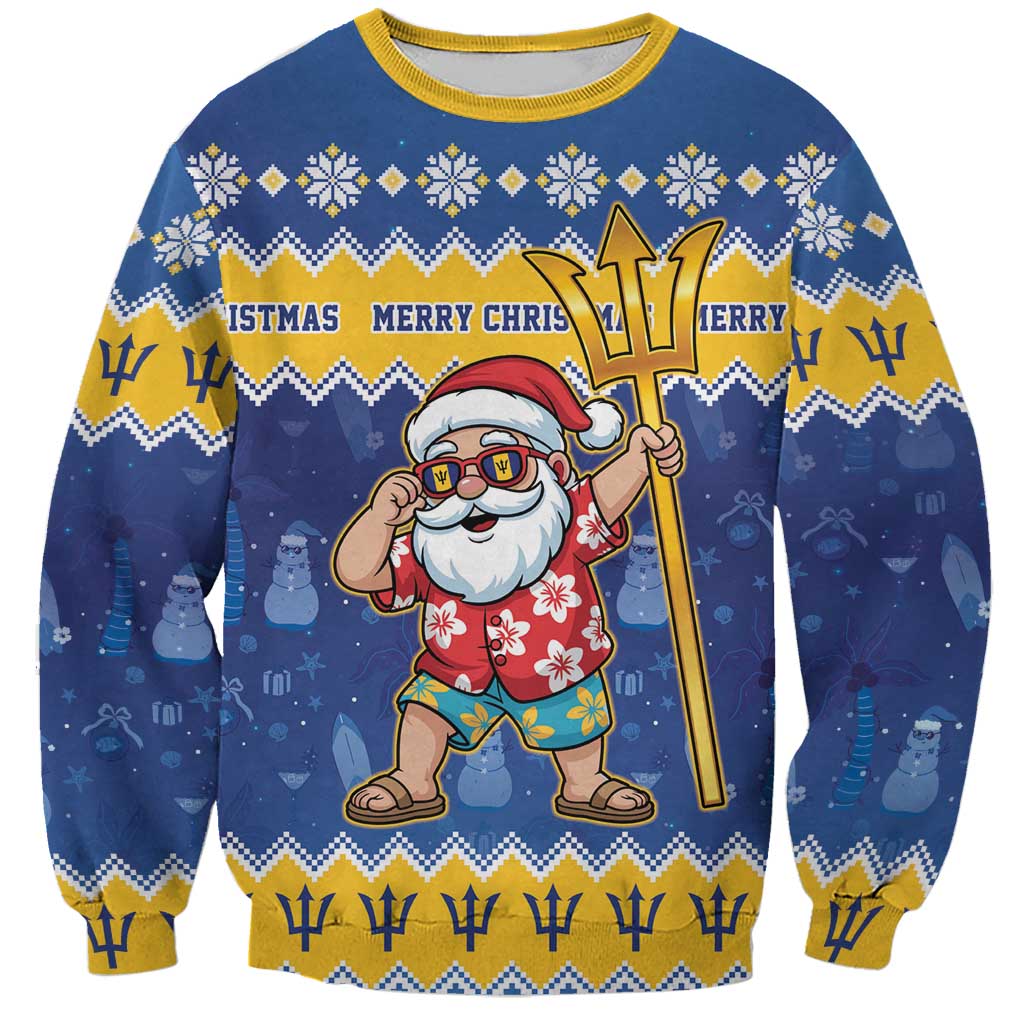 Barbados Christmas Sweatshirt Trident Dabbing Santa - Wonder Print Shop