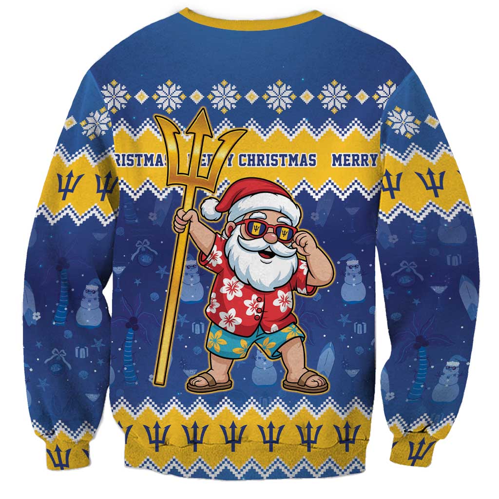 Barbados Christmas Sweatshirt Trident Dabbing Santa - Wonder Print Shop