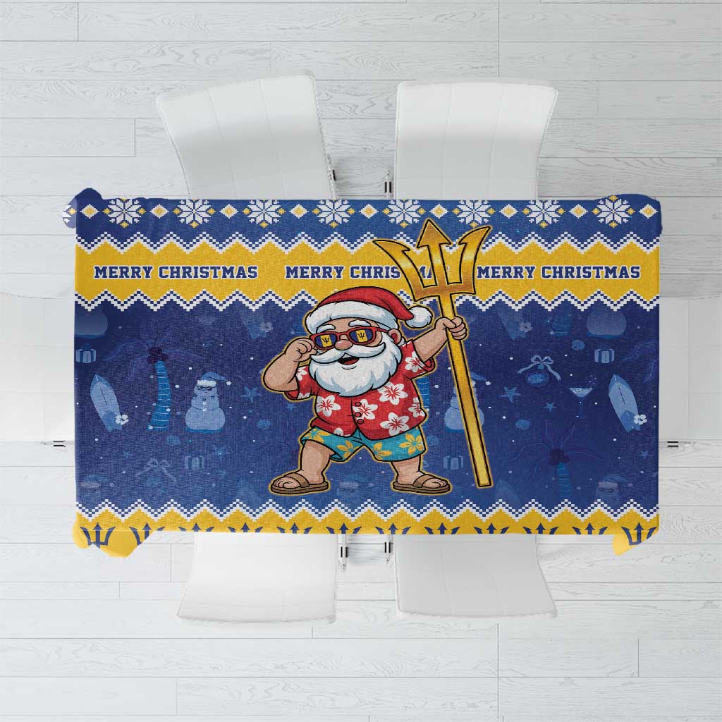 Barbados Christmas Tablecloth Trident Dabbing Santa - Wonder Print Shop