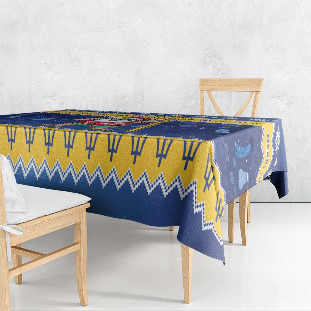 Barbados Christmas Tablecloth Trident Dabbing Santa - Wonder Print Shop