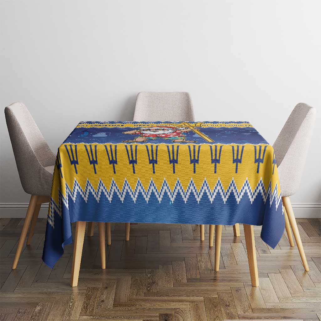 Barbados Christmas Tablecloth Trident Dabbing Santa - Wonder Print Shop