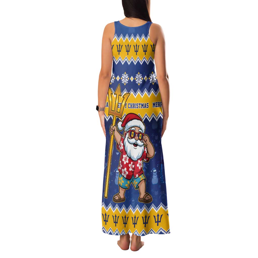 Barbados Christmas Tank Maxi Dress Trident Dabbing Santa - Wonder Print Shop